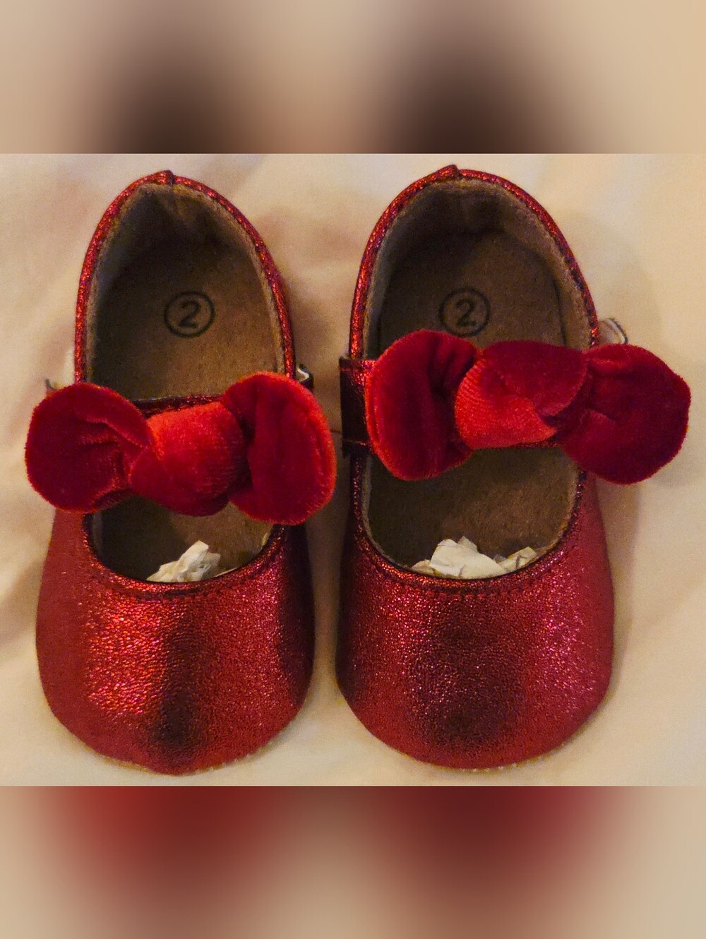 Baby Girl Sparkly Red Ballet Flats Size 2. Holiday